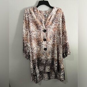 🚨NWOT Studio Woman JPR Tunic Blouse  Women 3X Animal Print 3/4 Sleeve